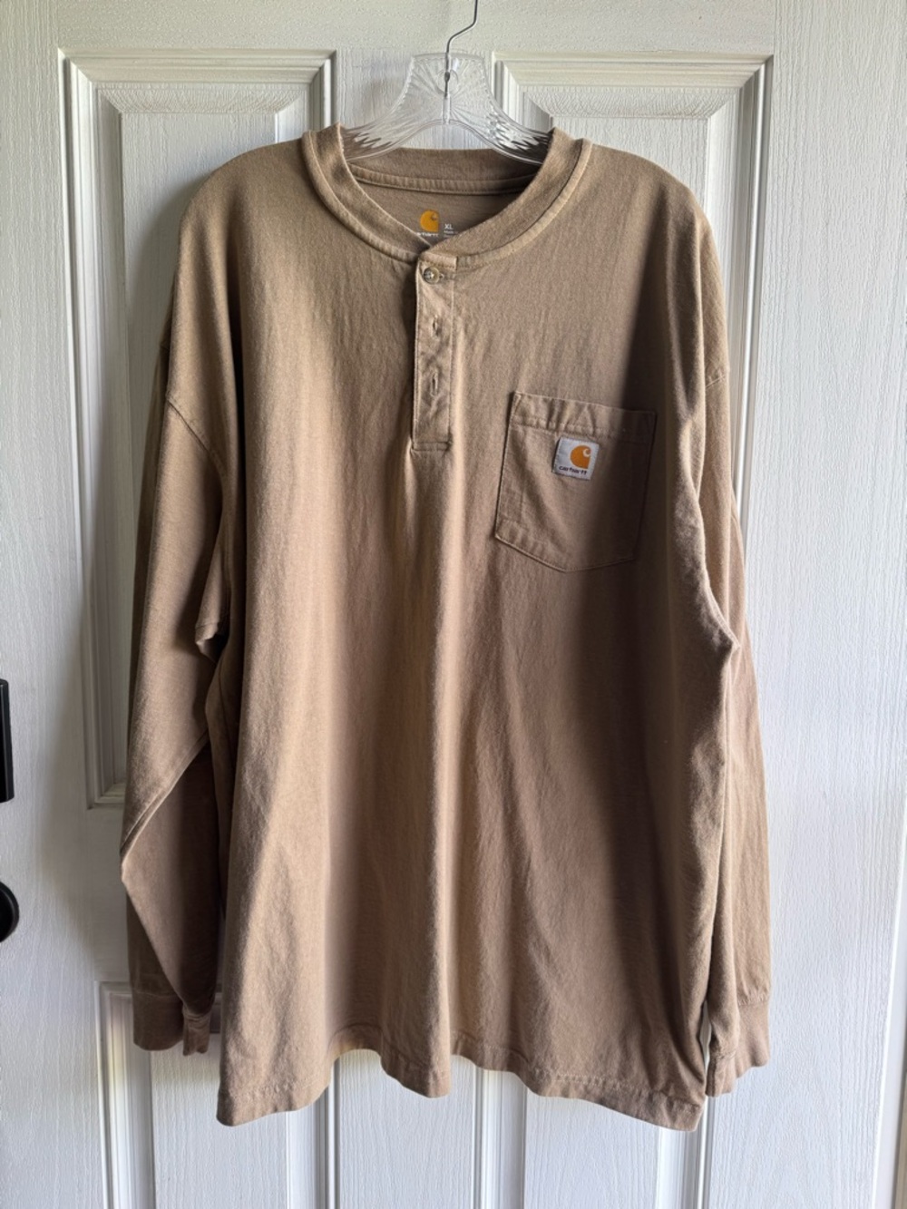 Carhartt Men’s Tan Long Sleeve Work Shirt with Pocket
